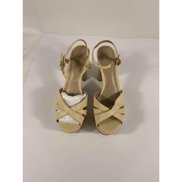 Schutz Keefa Shoes Women's Size 9.5 Natural Raffia Platform Block Heel Sandals - Picture 5 of 11